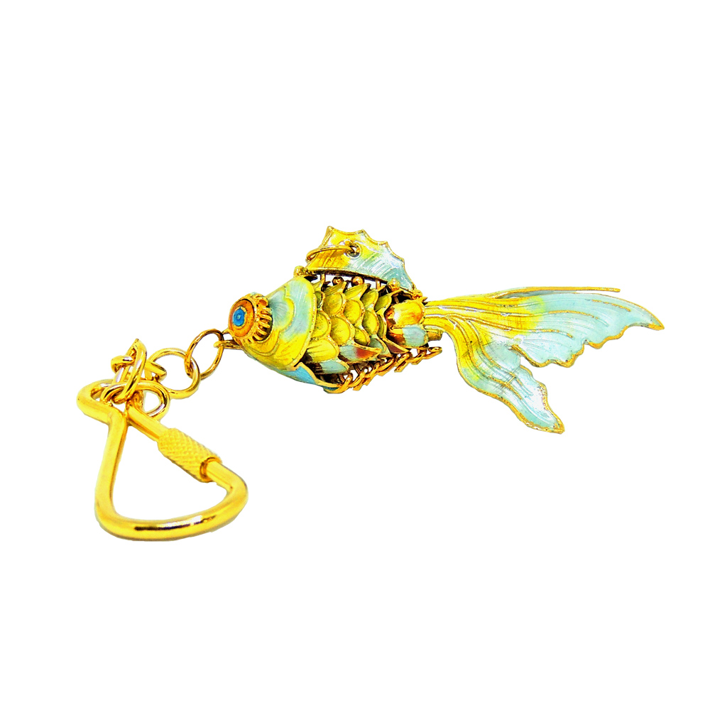 金魚鑰匙圈 ，景泰藍中金魚鑰匙圈吊飾